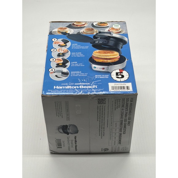 Hamilton Beach Breakfast Sandwich Maker 25475MN Quick Easy Hot Meals - Picture 3 of 5